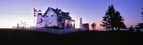Framed Lighthouse at a coast, Pemaquid Point Lighthouse, Pemaquid Point, Bristol, Lincoln County, Maine, USA Print