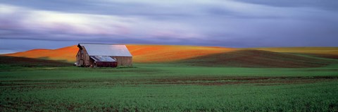 Framed Old Barn Under Cloudy Skies, Washington State Print