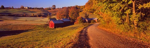 Framed Farmhouse beside a country road, Jenne Farm, Vermont, New England, USA Print