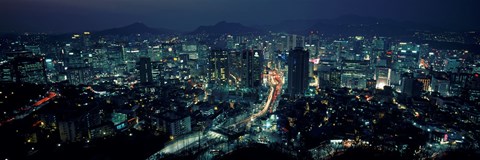 Framed Aerial view of a city, Seoul, South Korea 2011 Print