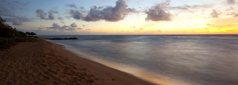 Framed Sunrise over an ocean, Waipouli Beach, Kauai, Hawaii, USA Print