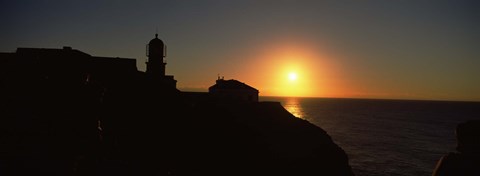 Framed Lighthouse on the coast, Cape Sao Vincente, Sagres, Algarve, Portugal Print
