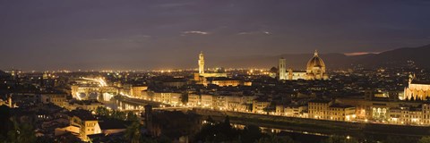 Framed Florence at night, Tuscany, Italy Print