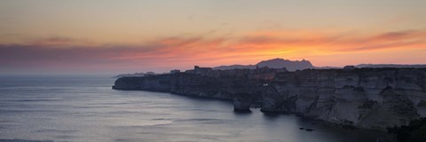 Framed Cliffs on the coast at dusk, Bonifacio, Corsica, France Print
