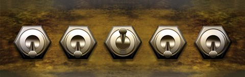 Framed Close-up of five switches Print