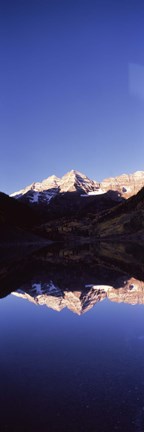 Framed Reflection of a mountain range in a lake, Maroon Bells, Aspen, Pitkin County, Colorado, USA Print