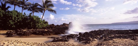 Framed Rock formations at the coast, Maui Coast, Makena, Maui, Hawaii, USA Print