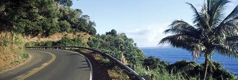 Framed Highway along the coast, Hana Highway, Maui, Hawaii Print