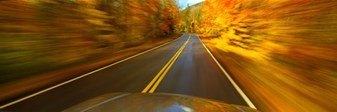 Framed Road viewed through the windshield of a moving car Print