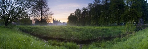 Framed Green field with university building in the background, King&#39;s College, Cambridge, Cambridgeshire, England Print