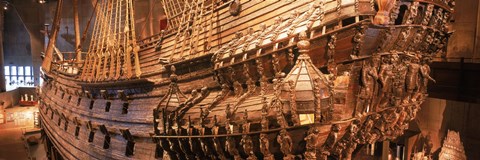 Framed Wooden ship Vasa in a museum, Vasa Museum, Stockholm, Sweden Print