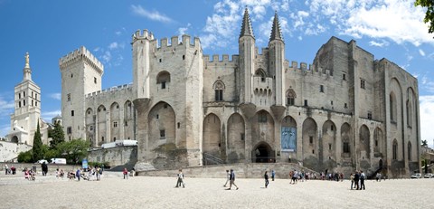 Framed People in front of a palace, Palais des Papes, Avignon, Vaucluse, Provence-Alpes-Cote d&#39;Azur, France Print