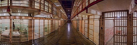 Framed Corridor of a prison, Alcatraz Island, San Francisco, California, USA Print