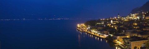Framed Town at the waterfront, Limone Sul Garda, Lake Garda, Lombardy, Italy Print