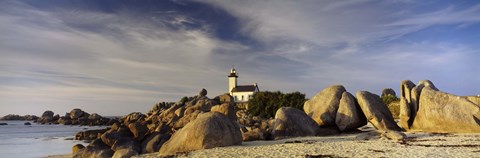 Framed Pontusval Lighthouse, Brignogan-Plage, Finistere, Brittany, France Print
