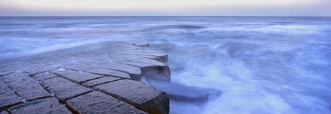 Framed Basalt rock, Berwick Upon Tweed, Scotland Print