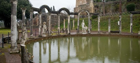 Framed Reflecting pool in Hadrian&#39;s Villa, Tivoli, Lazio, Italy Print