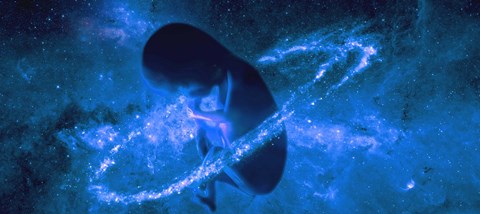 Framed Baby in universe Print