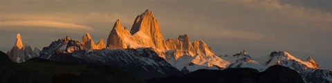 Framed Mountains at sunset, Mt Fitzroy, Cerro Torre, Argentine Glaciers National Park, Argentina Print