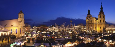Framed Christmas market lit up at night, Ludwigsburg, Baden-Wurttemberg, Germany Print