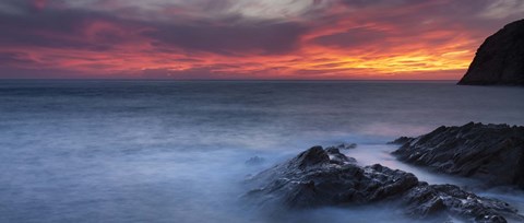 Framed Coast at sunset, L'ile-Rousse, Haute-Corse, Corsica, France Print