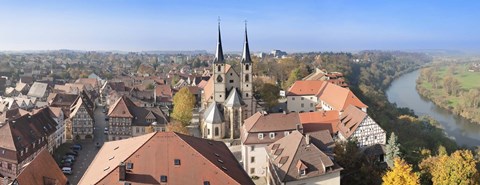 Framed Old town viewed from Blue Tower, Bad Wimpfen, Baden-Wurttemberg, Germany Print