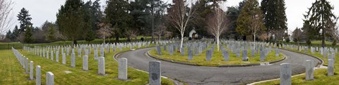 Framed Tombstones in a Veterans cemetery, Vancouver Island, British Columbia, Canada 2011 Print
