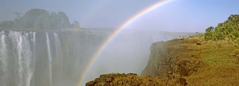 Framed Rainbow form in the spray created by the water cascading over the Victoria Falls, Zimbabwe Print