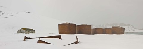 Framed Abandoned British bases at Whalers Bay, Deception Island, Bransfield Strait, South Shetland Islands, Antarctic Peninsula Print