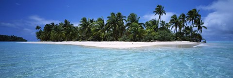 Framed Tapuaetai Motu from the Lagoon, Aitutaki, Cook Islands Print