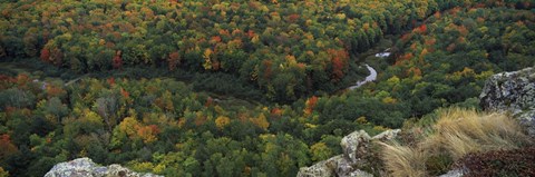 Framed Fall colors on mountains near Lake of the Clouds, Ontonagon County, Upper Peninsula, Michigan, USA Print