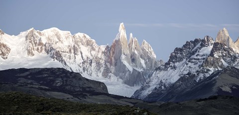 Framed Snowcapped mountain range, Mt Fitzroy, Argentine Glaciers National Park, Santa Cruz Province, Patagonia, Argentina Print