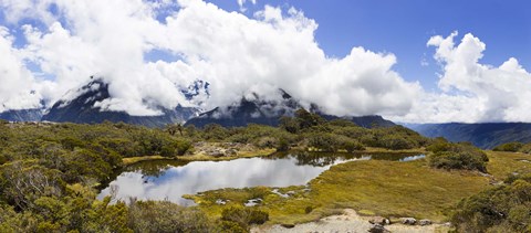 Framed Clouds over mountains, Key Summit, Fiordland National Park, South Island, New Zealand Print