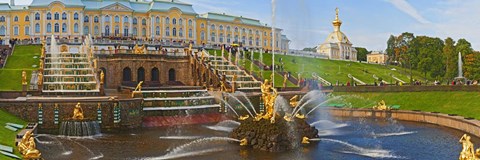 Framed Grand Cascade fountain in front of the Peterhof Grand Palace, Petrodvorets, St. Petersburg, Russia Print