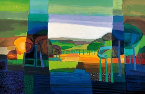 Framed Ton Schulten - COLORFUL LANDSCAPE I Size 31.5x23.5 Print