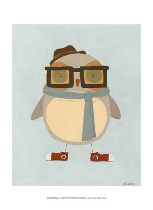 Framed Hipster Owl II Print