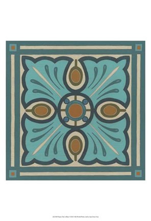Framed Piazza Tile in Blue I Print