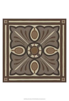 Framed Piazza Tile in Brown I Print