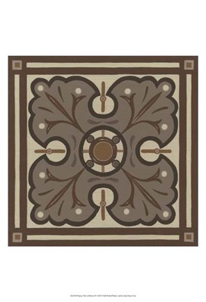Framed Piazza Tile in Brown IV Print