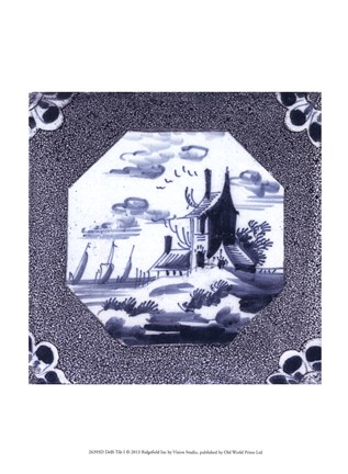 Framed Delft Tile I Print