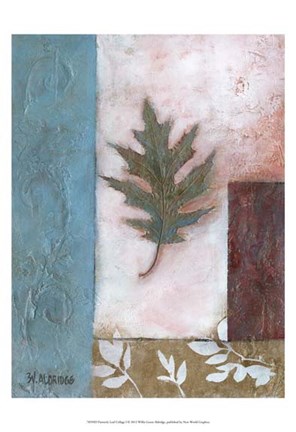 Framed Painterly Leaf Collage I Print