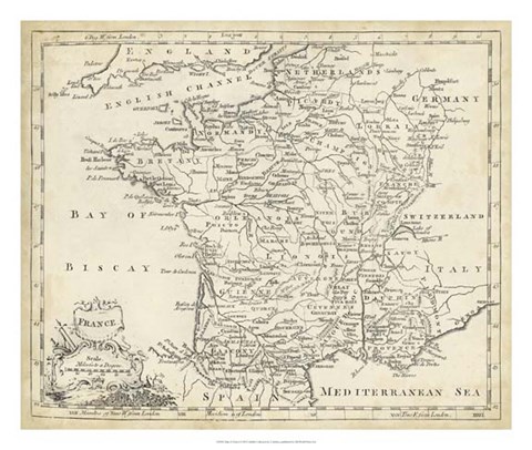 Framed Map of France Print