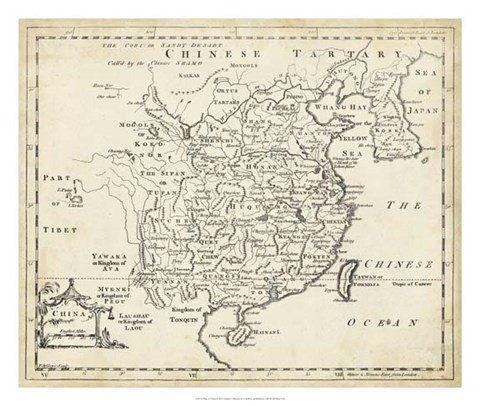 Framed Map of China Print