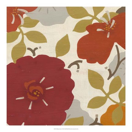 Framed Hibiscus Fresco I Print