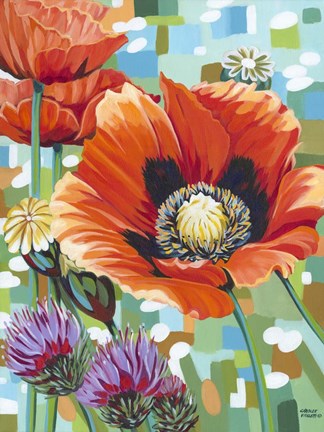 Framed Vivid Poppies II Print