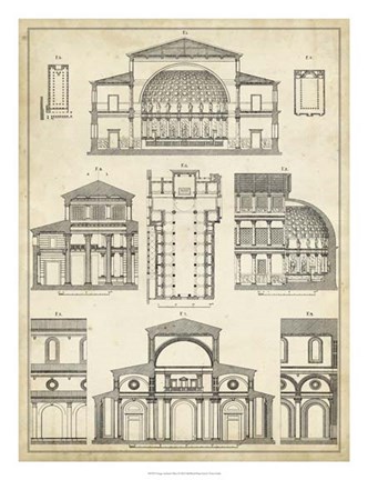 Framed Vintage Architect&#39;s Plan I Print