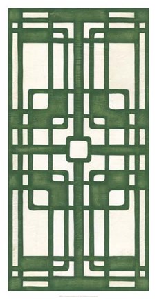 Framed Non-Embellished Emerald Deco Panel I Print