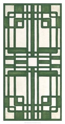 Framed Non-Embellished Emerald Deco Panel II Print