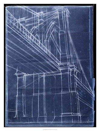 Framed Bridge Blueprint II Print