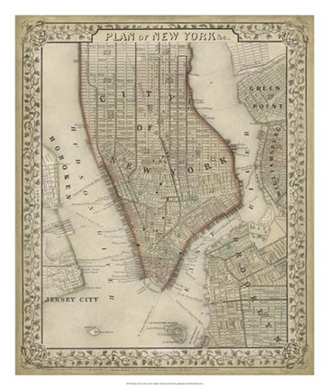 Framed Plan of New York Print